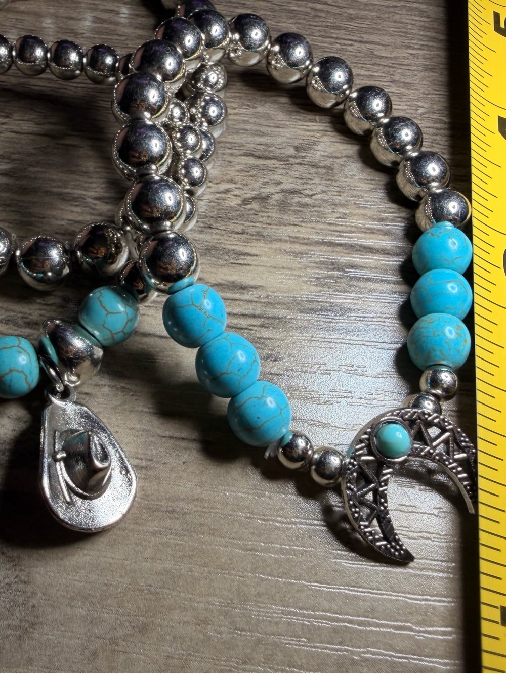 Turquoise Beaded Charm Bracelet Set - Picture 4 of 5